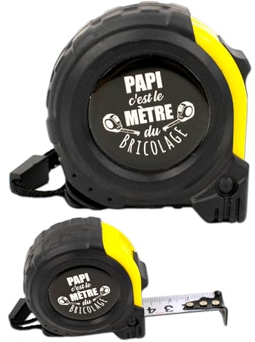 ERNESTINE - Mètre ruban Papi - cadeau fête des grands pères et fête des pères - cadeau papy accessoire homme - mètre pliant personnalisable famille - cadeau papi homme anniversaire Noël naissance