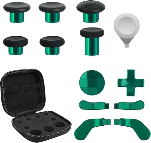 13 in 1 Metal Thumbsticks für Xbox Elite Controller Series 2, Magnetic Joysticks Analogsticks Enthält 6 Metallbeschichtung Joysticks, 4 Paddles, 2 D-Pads, 1 Justierwerkzeug (Grün)