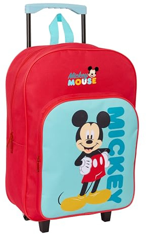Mickey Mouse Children's Backpack with Compact Trolley Ideal for Children of Different Ages, Comfortable and Versatile, Quality and Strength, 33 x 43 x 15 cm