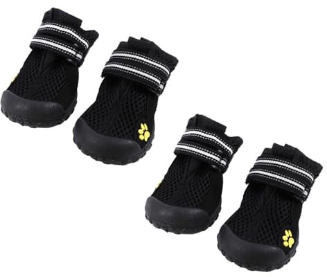 UPKOCH Hundeschuhe für Draußen mit Mesh und Schutz, 1 Satz für Große Hunde | Schwarzes Kunststoff Mesh, Größe 8, für Indoor und Outdoor, Bequem Anzuziehen und Sicherer Halt
