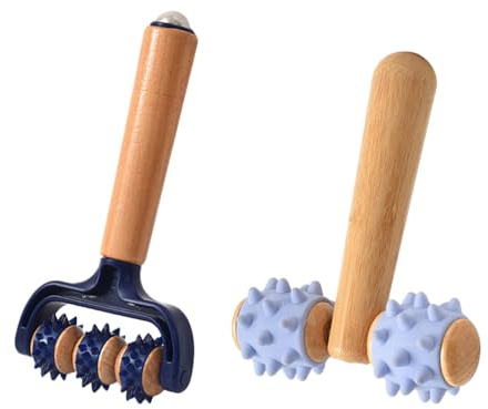 Abiyou Massageroller mit Griff, 2 Stück Massage Roller mit Igelball Massageball, Selbstmassagerolle,Massage Roller Selbstmàssagerolle,Massàge Roller mit Griff,für Beine Rücken Schultern Muskelschmerze