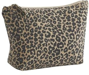 Westford Mill Zubehörtasche aus Segeltuch mit Leopardenmuster – Mehrzweck-Reißverschlusstasche mit gewaschener Oberfläche, recycelte Baumwollmischung, Nylon-Reißverschluss, Cutaway-Etikett für