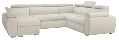 Mirjan24 Ecksofa Boston U mit Bettkasten und Schlaffunktion, Eckcouch, Polsterecke mit Einstellbare Kopfstützen, U-Form Sofa, Wohnlandschaft (Flow 06, Seite: Links, LC+2p+R+2r)
