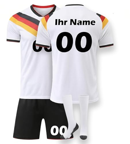 Fußball Trikot Personalisiert Deutschland Trikot Wm 2026 Mit Namen/Nummer Für Herren/Kinder,Weltmeisterschaft 2026 Fußballtrikot Kinder Personalisiert (weiß)