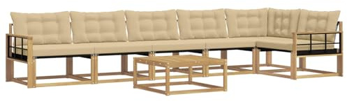 vidaXL Outdoor-Sofagarnitur 7 pcs Weiß und Beige 79 x 79 x 37 cm, Garten Sofa für draußen, modernes Lounge Set, langlebige Möbel für die Terrasse, bequemes Sitzen