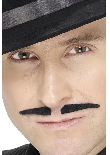 Smiffys Schwarzer Ganoven-Schnurrbart, Selbstklebend Halloween