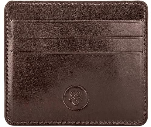 Maxwell Scott Porte-Cartes en Cuir Italien de Luxe - Marco Marron foncé