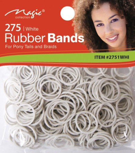 Magic Collection Elastic Rubber Bands White *For Pony Tails And Braids*Item no 2751 WHI