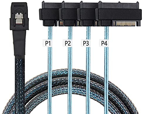 Cablecc Cable Interno de 36 Pines Mini SAS SFF-8087 Host a 4 SFF-8482 de Destino SAS Disco Duro y Cable de alimentación SATA de 100 cm