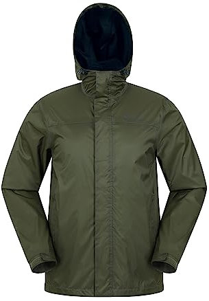Mountain Warehouse Torrent Mens Waterproof Rain Jacket - Waterproof & Lightweight Raincoat with Taped Seams, Zipped Pockets - For Spring Summer Travelling & Outdoors Green S