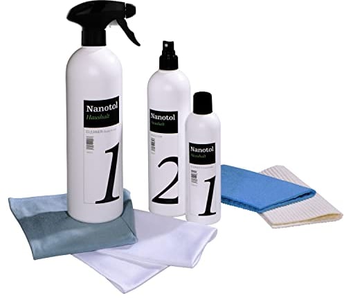 Nanotol Haushalt Set - Glasversiegelung mit Easy-to-Clean Effekt für Fenster, Wintergarten, Dachfenster, Küche, Möbel - Komplett-Set für 80 m²