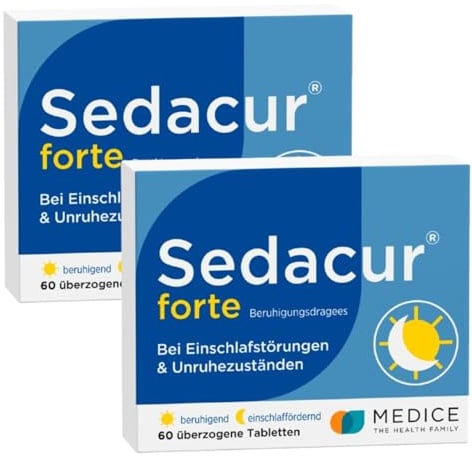 Sedacur forte 2x60 Dragees - bei Einschlafstörungen & Unruhezuständen - pflanzlich - schlafmittel