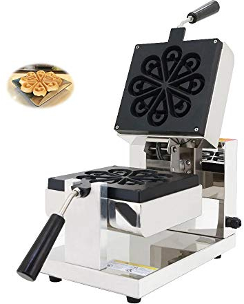 CGOLDENWALL Waffle Iron Makers Heart Shape Commercial Electric Droplets Waffle Rotary Machine for Restaurant CE Temperature Adjustable&Timer (220V)