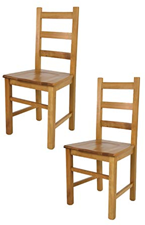 t m c s Tommychairs - 2er Set Stühle Rustica für Küche und Esszimmer, Robuste Struktur aus Buchenholz, in der Farbe Eichenholz lackiert und Sitzfläche aus Holz