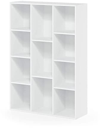 Furinno Luder 11-Cube Reversible Open Shelf Bookcase, White
