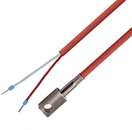 iOVEO 049OF02202 - PT1000 Oberflächenfühler, Edelstahl Armatur, Temperaturfühler mit Silikon-Leitung bis 200°C, 2 Meter