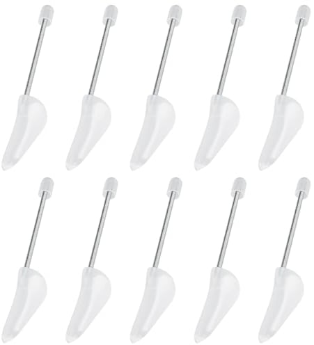 Youyijia 10 Pair Shoe Trees Plastic Shoe Stretchers Adjustable Transparent Shoe Shaper with Spiral Spring for Men Women