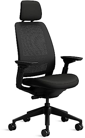 Steelcase Series 2 Ergonomischer Bürostuhl mit LiveBack Lumbalstütze, 4D-Armlehnen, anpassbarer Kopfstütze Onyx Schwarz, 72 x 64 x 127