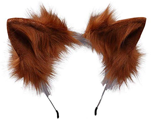 VIGVAN Kawaii Fuchs Katzen Ohren Haarband Haarnadel Katzen Cosplay (Braun Haarband)