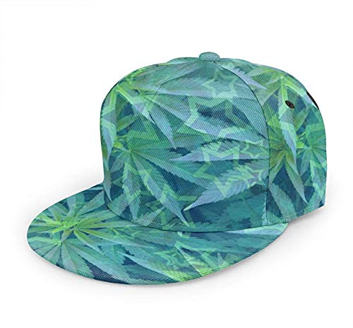 Oaieltj Unisex Baseball Cap Damen Herren Einstellbare Hip Hop Hut Mode Flache Schirmmütze Baseball Cap, Galactic Stars Cannabis Weeds, One size