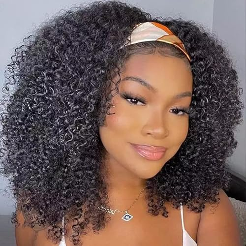 Stirnband-Perücke, brasilianisches Echthaar, Perücke für schwarze Frauen, Echthaar, gelockt, für schwarze Frauen, klebefrei, keine Lace-Front-Perücke, 150 % Dichte, Echthaar-Perücke, Echthaar