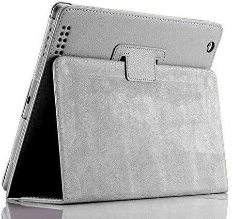 Leather Folio Flip Case for iPad (10.2, Pro 10.5, Air 3) Silver