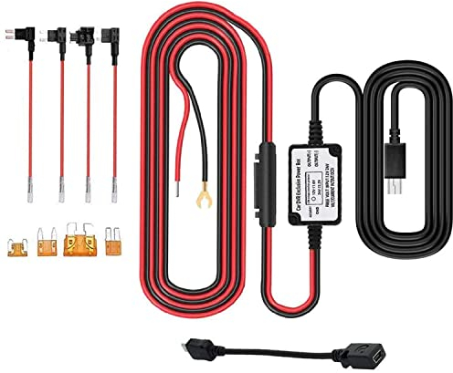 Dash Cam Hardwire Kit, INRIGOROUS Universal Hard Wire Kit 3M10ft Car Camera Charge Power Cord Kit 12V 24V to 5V Power Adapter with Fuse for Dash Cam, GPS Navigator, Radar Detector,Sat Nav