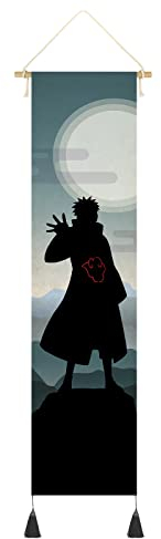 CosplayStudio Hochwertiges Naruto Rollbild aus Stoff mit Schattenriss | Kakemono 142x33cm | Inkl. Haken | Motiv: Pain