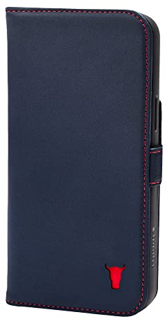 TORRO Leather Case Compatible with iPhone 14 Pro – Genuine Leather MagSafe Compatible Wallet Case with Card Holder (Navy Blue)