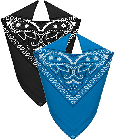 Van Der Rich ® - Set 2 Bandanas aus 100% Baumwolle Halstuch für Herren Damen (Schwarz-Türkis, One Size)