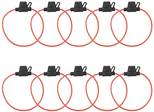10 Pack Fuse Holder, Tian Inline Waterproof ATC/ATO 18 AWG Wiring Harness 12V 20Amp Automotive Blade Fuse(Medium)