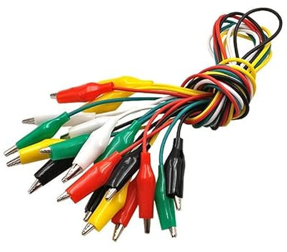 10 Piezas Juego de Cables de Prueba con Pinzas de Cocodrilo, Cable de Prueba Aislado, Pinzas de Doble Extremo (50 cm)