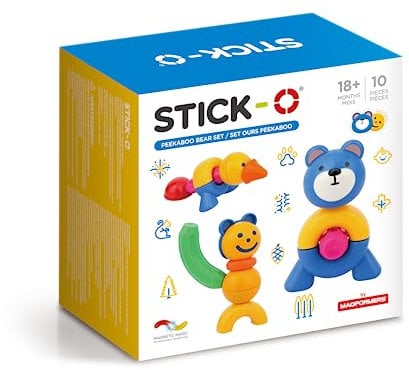 Stick-O Peekaboo Bär Magnetische Bausteine Spielzeug | Für Jungen und Mädchen ab 18 Monaten | Bildung STEM Spielzeug für Kinder