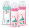 DODIE Lot de 3 Biberons Anti-Coliques Tétines Rondes 330ml +6 mois 3 vitesses Débit 3 - Rose et vert