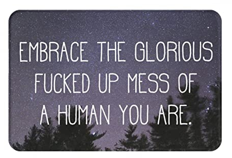 Embrace The Glorious Fucked Up Mess A Human You Are waschbare Badematten für Badewanne, Dusche, Badezimmer, Schlafzimmer, Badematten für Badewanne, Dusche, rutschfest, Badezimmer-Dekor, 50,8 x 81,3 cm