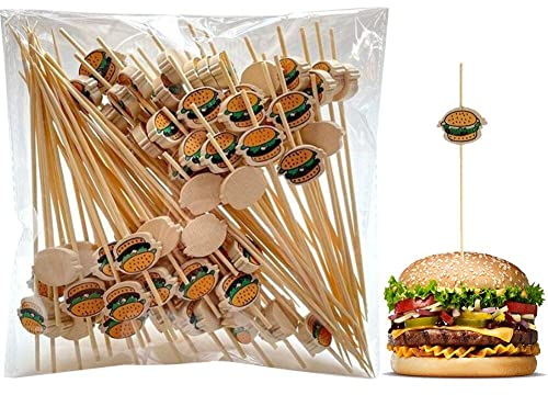Cócteles De Hamburguesas De 100 Recuentos, Brochetas De Hamburguesas De Madera Hechas a Mano con Adornos De Hamburgues