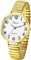 JewelryWe Uhren Damen Elastisch Metallarmband - Gold Klassische Ultradünne Analog Quarz Armbanduhr Frauen Legierung Stretch-Armband Uhr mit großem runden Zifferblatt