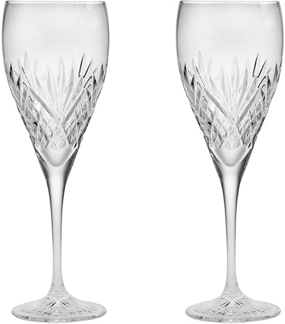 British Crystal Wine Glass/Goblet, Clear, Brierley Hill Crystal Cut Glasses Westminster Goblets (2, 340ml)