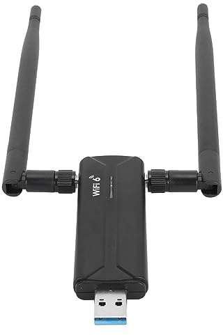 USB 3.0 WiFi6E AX5400M WiFi Adapter, 802.11AX Tri-Band 6G/5G/2,4G USB WiFi Dongle Wireless Netzwerkadapter mit Dual 6DBI Antenne für Desktop PC Laptop
