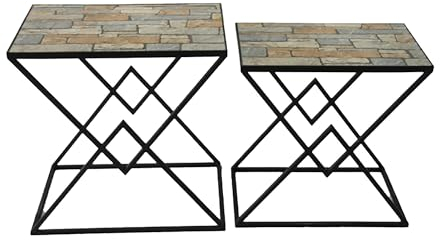 2er Set Beistelltisch Meru Eisen Gartentisch Garten Terrasse Tisch Outdoor Möbel