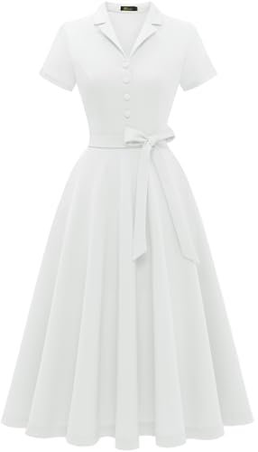 Wedtrend 50er Jahre Mode Kleider Damen Vintage Cocktailkleid Damen Petticoat Kleider Weiss Kleider Sommer WTP30001 White-2XL