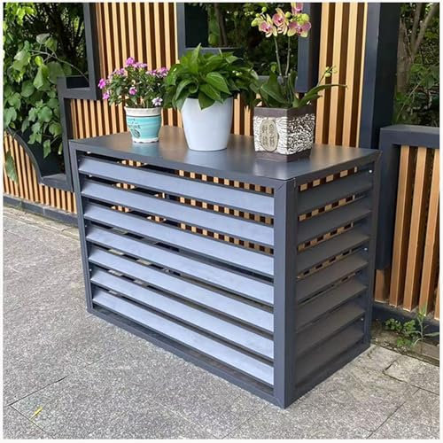 Cubierta De Aire Acondicionado De Aluminio Soporte De Flores 100x50x70cm 110x60x80cm Cubre Aire Acondicionado Exterior Rejilla para Aire Acondicionado(Gray,110x60x80cm)