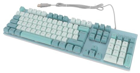 Teclado para Juegos con Cable USB, Teclado con Letra Grande de Tamaño Completo, Diseño Resistente a Derrames, con Retroiluminación, para Escritorio, Computadora, PC (Cielo Azulado)