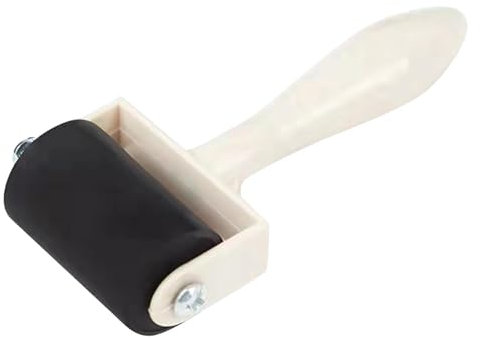 Rubber Brayer Roller - Black Hard Lino Brayer with Wooden Handle | Rubber Printmaking Roller | Ink Paint Block Stamping Brayers | Anti Skid Hard Rubber Roller | 3 Sizes (1.38 Inch, 2.36 Inch, 4 Inch)