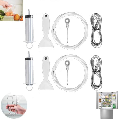 NAUXIU Refrigerator Drain Hole Clog Remover Set Fridge Cleaning Tool Kit,fridge Emptying Dredger and Cleaning Set,fridge Drain Hole Cleaning Tool,Drain Pipe Cleaning Brush, for Refrigerator Cleaning