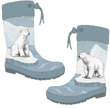 maximo Kinder Gummistiefel mit Eisbär-Motiv, denim, 3M Reflex, Winterfutter, Stulpe (denim, EU Schuhgrößensystem, Kleinkind, Herren, Numerisch, M, 26)