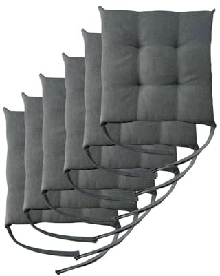 Il Tuo Artigiano Design 6 Stuhlkissen im Set, 40 x 40 cm 6 cm dick, Polsterung aus Schaumstoff und weichem Acryl, Sitzkissen Stuhl 6er Set, Stuhlkissen Outdoor 40x40 (6, Grau)