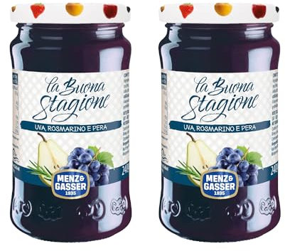 Menz&Gasser, Confettura di Uva e Pera con Rosmarino, La Buona Stagione, Lavorata con Passione in Trentino-Südtirol, Naturalmente Senza Glutine, Vegan, 2 x 240 g