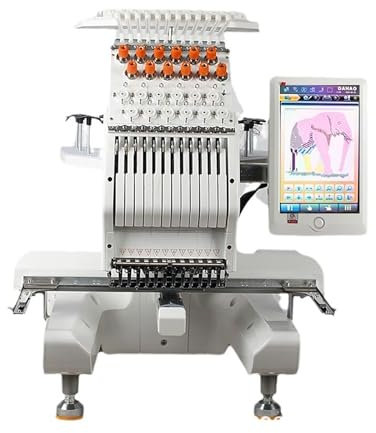 STMKB Kommerzielle Heimstickmaschine, Einkopf-12-Nadel-Stickmaschine Mit Ständer, 10-Zoll-Touchscreen, Unterstützt Den U-Disk-Import Von Mustern, Geeignet Für Verschiedene Stoffe