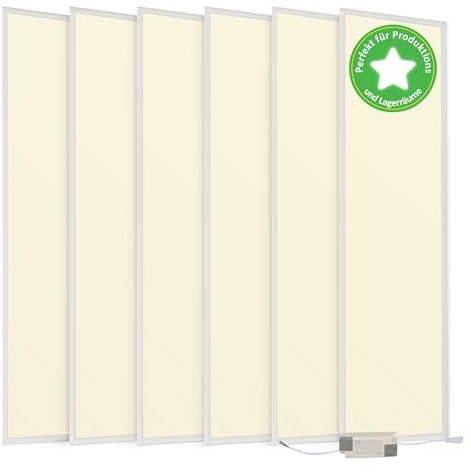 FRESH 6x LED Deckenleuchte 120x30 3000K 4000lm LED Panel Deckenbeleuchtung Deckenlampe Rasterdecke Einbauleuchten (Warmweiß (3000K))